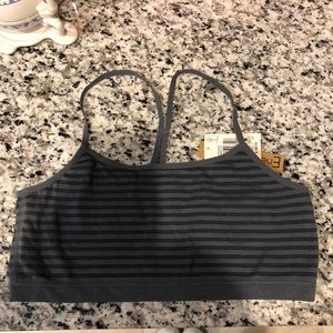 Gray Striped Sports Bra